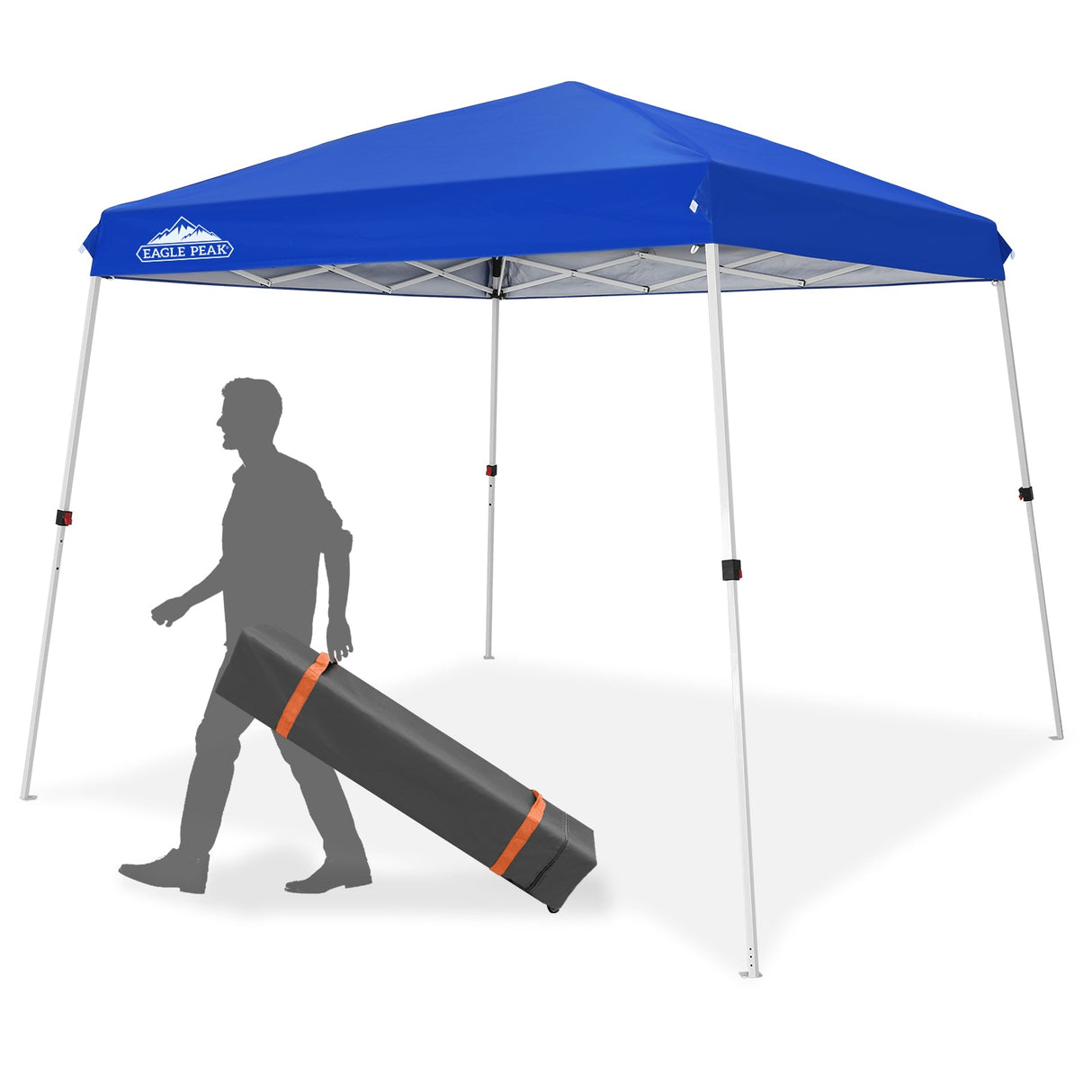 EAGLE PEAK 10x10 Slant Leg Up Canopy 8x8 Top 10x10 Base with Wheeled Carry Bag - Eagle Peak Canopy and Outdoor Products