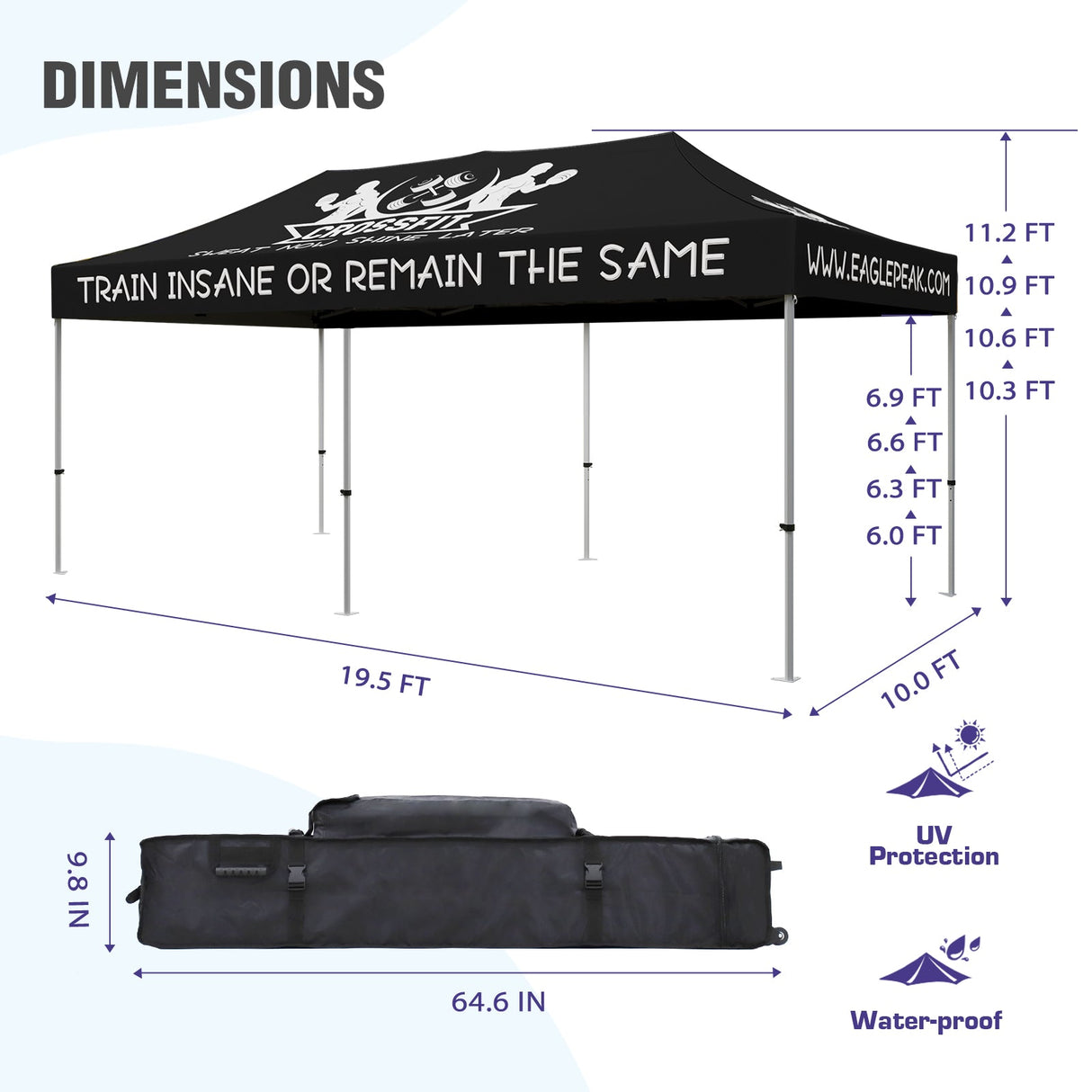 EAGLE PEAK 10x20 40mm Hex Leg Aluminum Custom Commercial Canopy - Eagle Peak Canopy and Outdoor Products