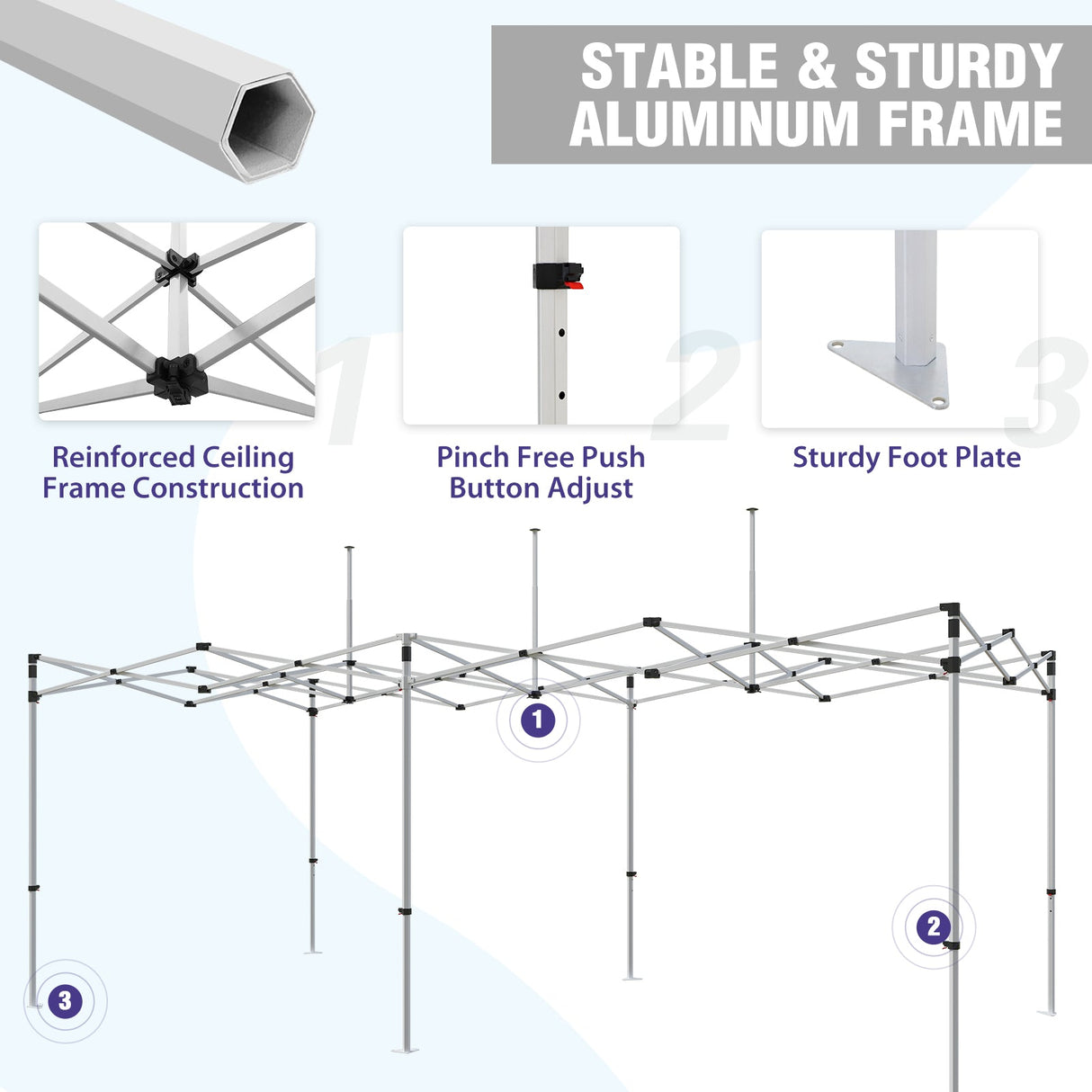 EAGLE PEAK 10x20 40mm Hex Leg Aluminum Custom Commercial Canopy - Eagle Peak Canopy and Outdoor Products