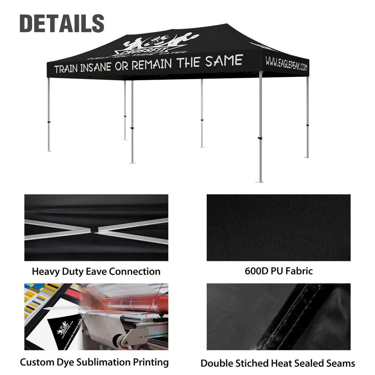 EAGLE PEAK 10x20 40mm Hex Leg Aluminum Custom Commercial Canopy - Eagle Peak Canopy and Outdoor Products