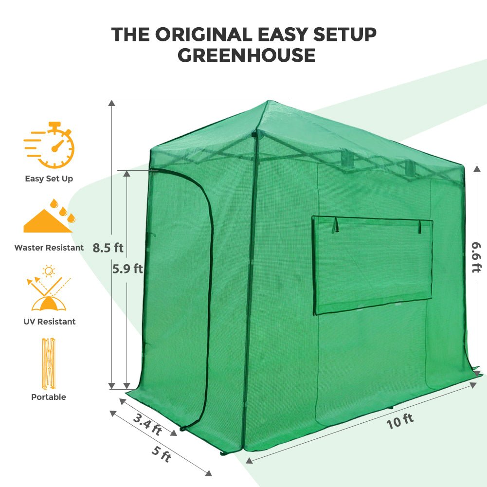 EAGLE PEAK 10x5 Portable Lean to Walk - in Greenhouse - Eagle Peak Canopy and Outdoor Products