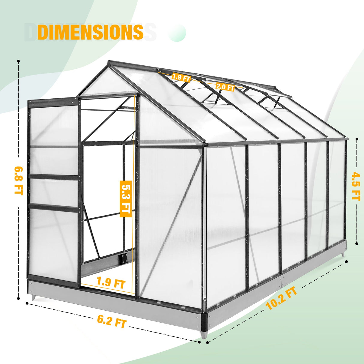 EAGLE PEAK 10x6x7 Polycarbonate and Aluminum Walk - in Hobby Greenhouse - Eagle Peak Canopy and Outdoor Products