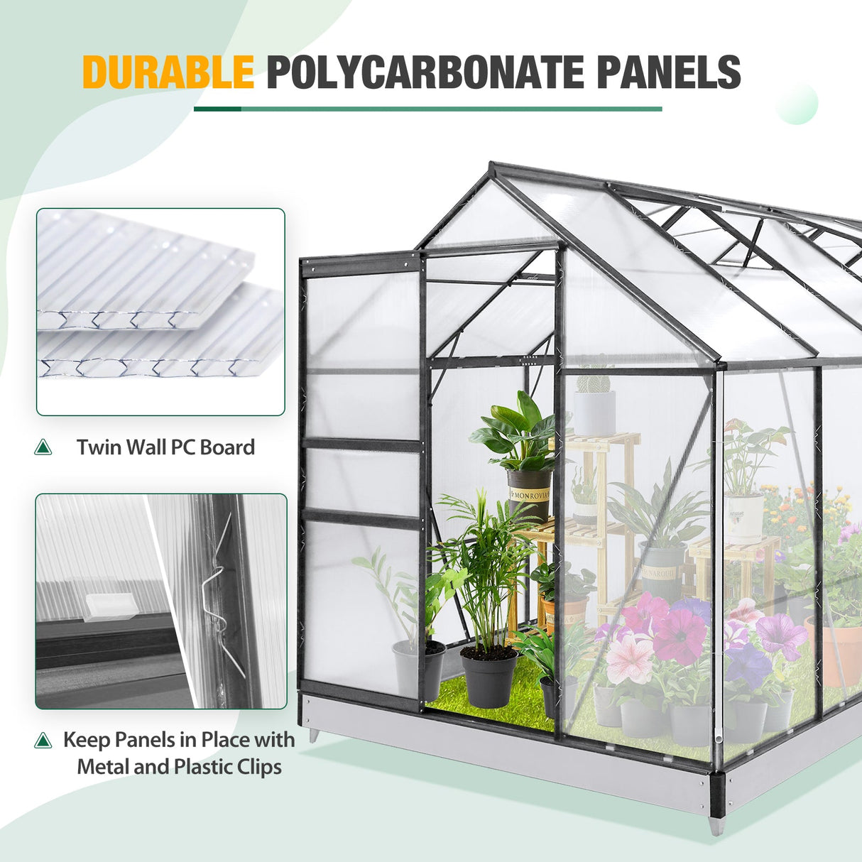 EAGLE PEAK 10x6x7 Polycarbonate and Aluminum Walk - in Hobby Greenhouse - Eagle Peak Canopy and Outdoor Products