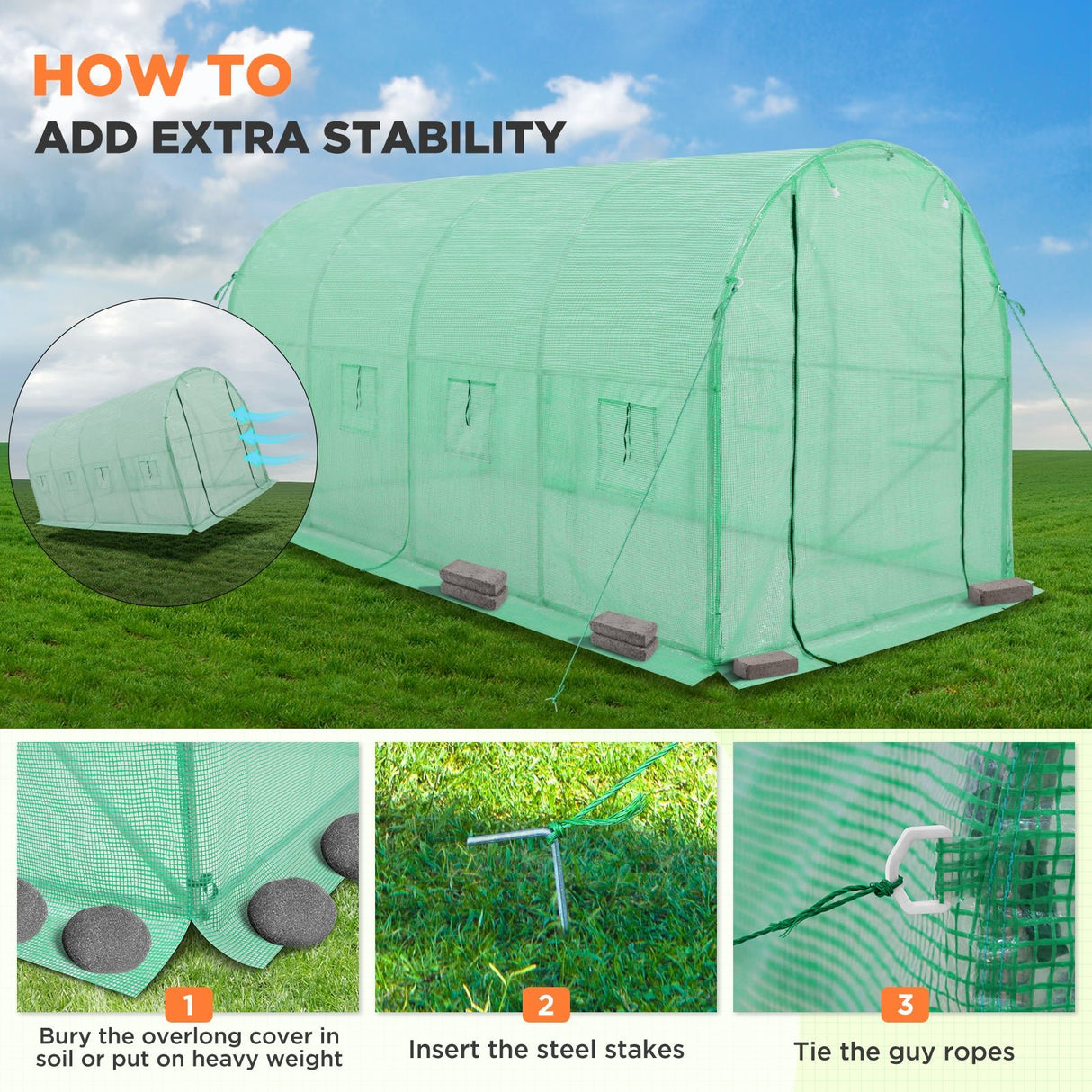 EAGLE PEAK 10x7x7/13x7x7 Large Walk - in Greenhouse Tunnel Garden Plant House w/ Roll - up Zippered Entry Door and Roll - up Side Windows, Green - Eagle Peak Canopy and Outdoor Products