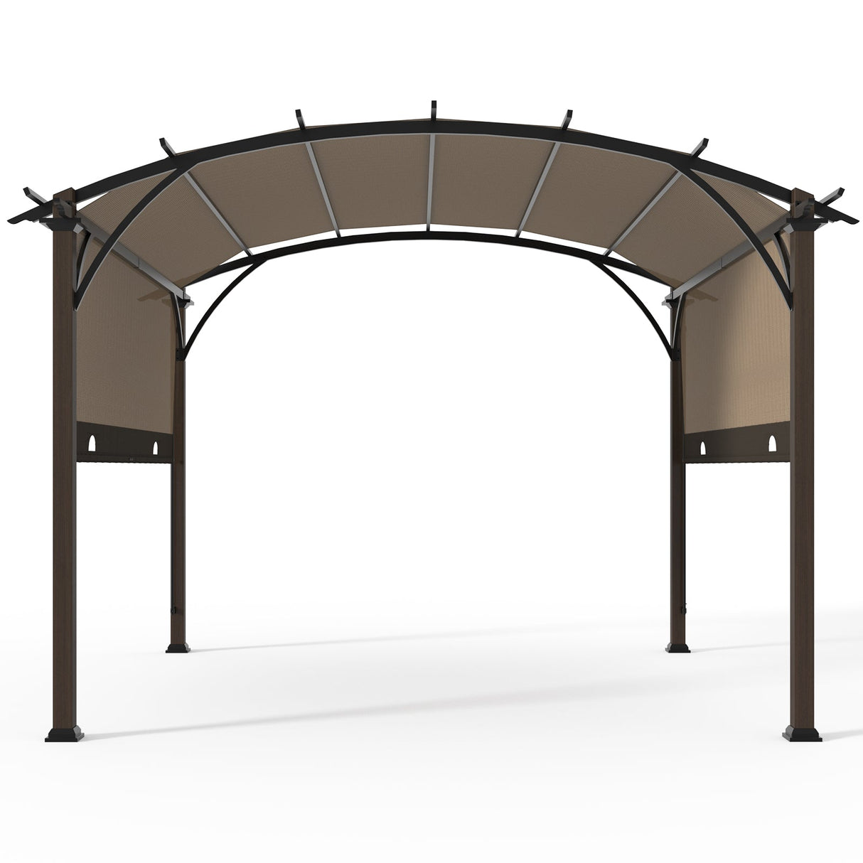 EAGLE PEAK 11.4x11.4 Outdoor Pergola with Retractable Textilene Sun Shade Top - Eagle Peak Canopy and Outdoor Products