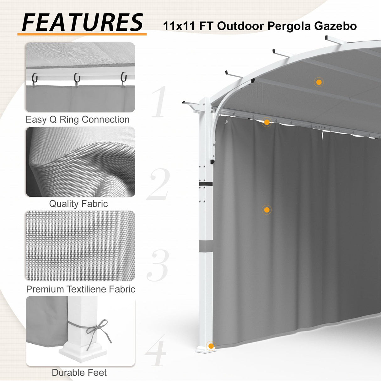 EAGLE PEAK 11x11 Outdoor Arched Top Pergola with Sidewalls - Eagle Peak Canopy and Outdoor Products