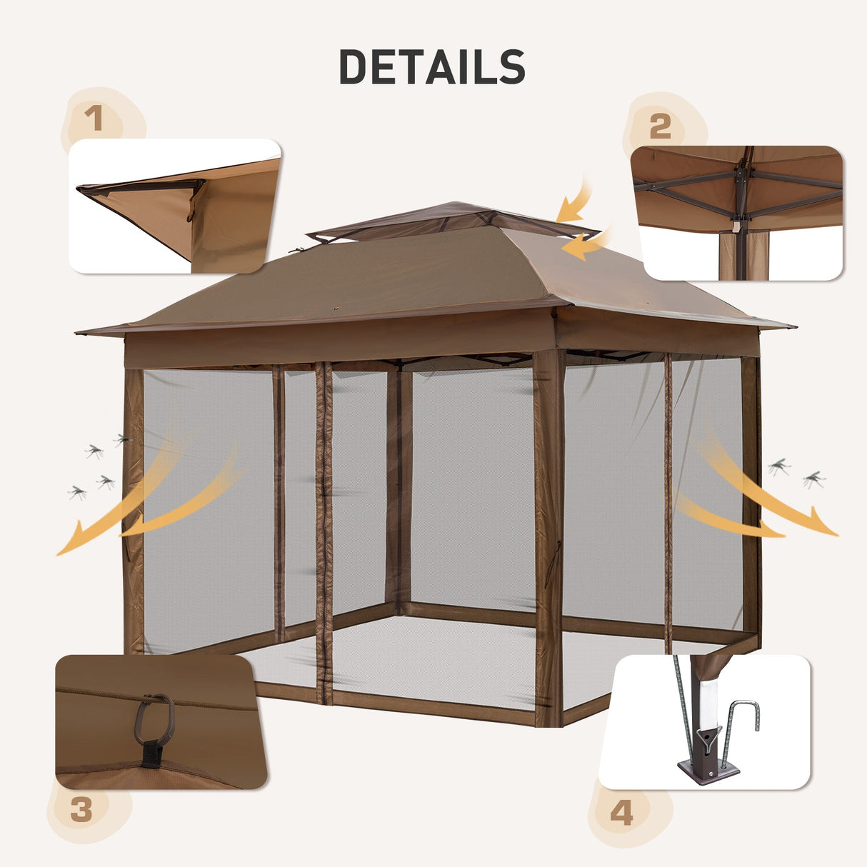 EAGLE PEAK 11x11 Pop - Up Gazebo Tent Instant with Mosquito Netting Outdoor Gazebo Shelter with 121 Square Feet of Shade - Eagle Peak Canopy and Outdoor Products