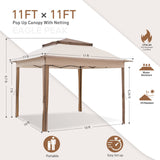 EAGLE PEAK 11x11 Pop - Up Gazebo Tent Instant with Mosquito Netting Outdoor Gazebo Shelter with 121 Square Feet of Shade - Eagle Peak Canopy and Outdoor Products