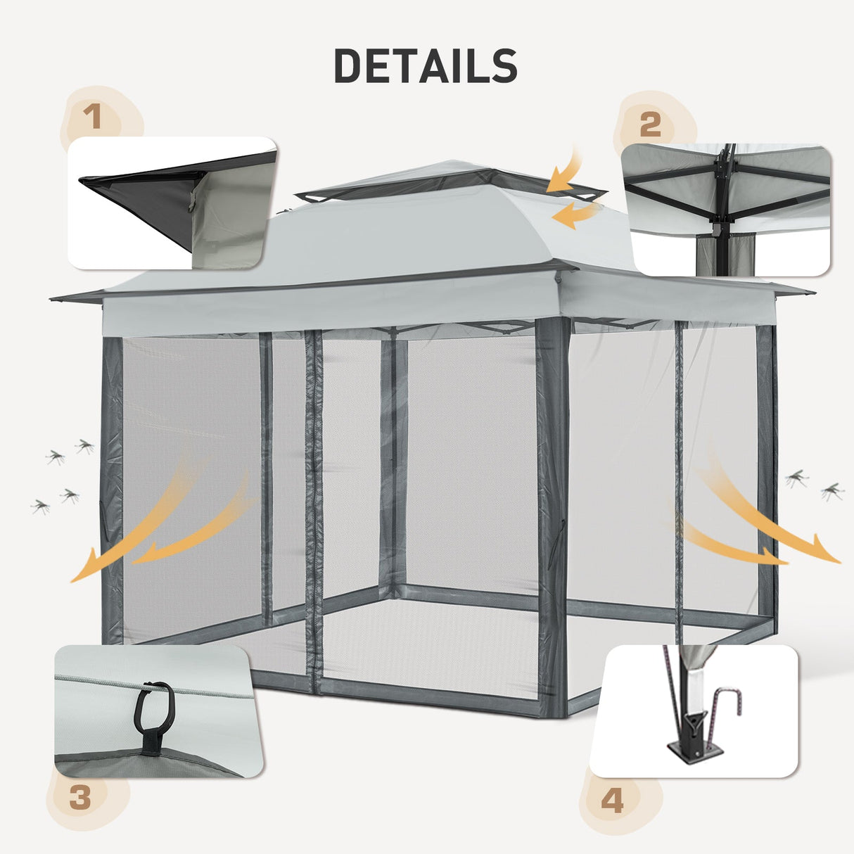 EAGLE PEAK 11x11 Pop - Up Gazebo Tent Instant with Mosquito Netting Outdoor Gazebo Shelter with 121 Square Feet of Shade - Eagle Peak Canopy and Outdoor Products