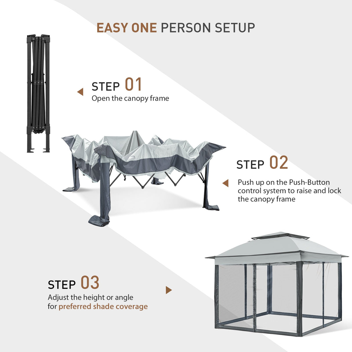 EAGLE PEAK 11x11 Pop - Up Gazebo Tent Instant with Mosquito Netting Outdoor Gazebo Shelter with 121 Square Feet of Shade - Eagle Peak Canopy and Outdoor Products