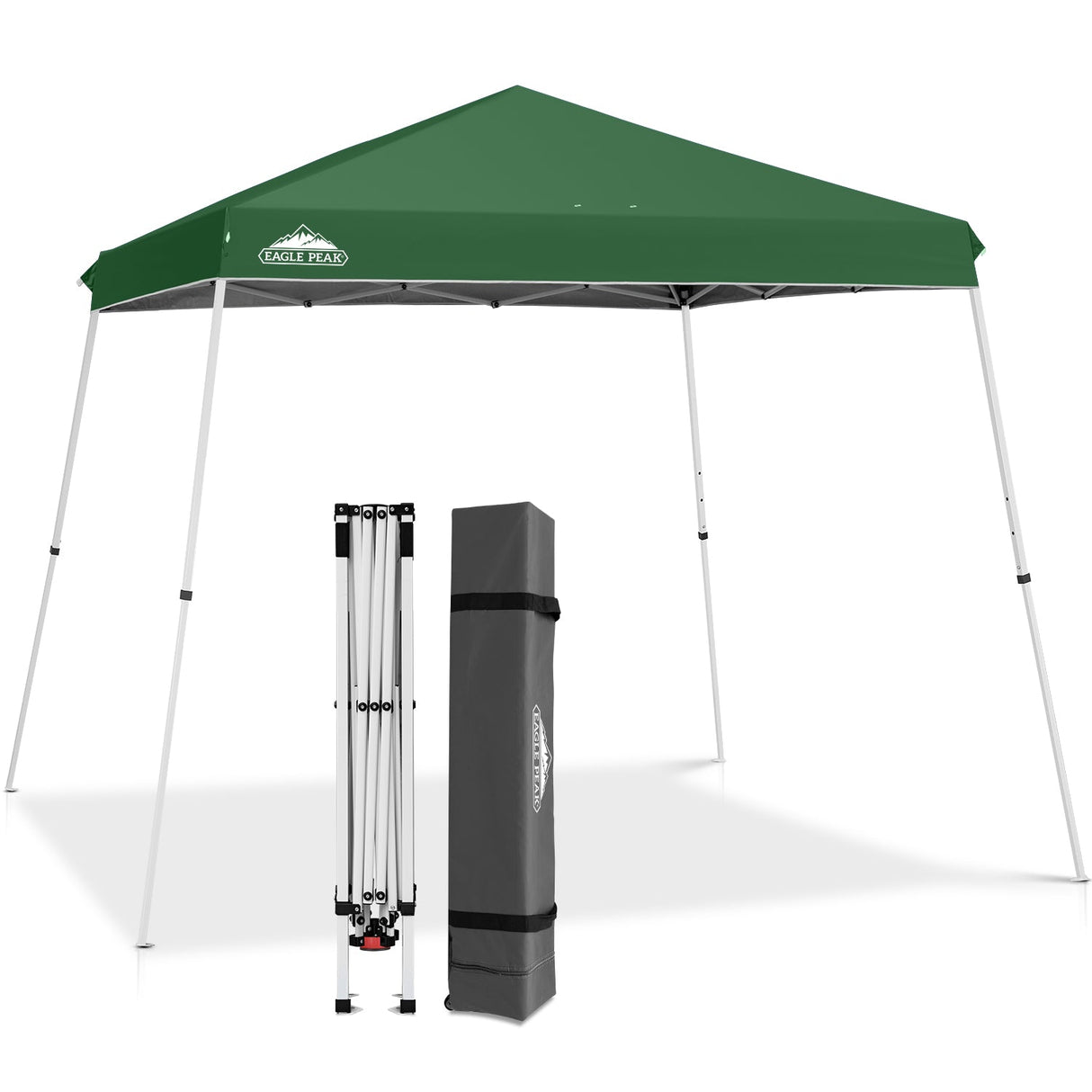 EAGLE PEAK 11x11 Slant Leg Pop - up Canopy Tent, Shelter 11x11 Base 9x9 Top, Blue / Green / White - Eagle Peak Canopy and Outdoor Products