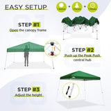 EAGLE PEAK 11x11 Slant Leg Pop - up Canopy Tent, Shelter 11x11 Base 9x9 Top, Blue / Green / White - Eagle Peak Canopy and Outdoor Products