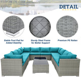 EAGLE PEAK 12 Piece Outdoor Wicker Patio Furniture Set with 2 Coffee Tables, PE Rattan Sectional Conversation Sofa Set with Seating for 10 People - Eagle Peak Canopy and Outdoor Products