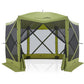 EAGLE PEAK 12 x 12 ft Portable Quick Pop Up 6 Sided Instant Gazebo Canopy, Outdoor Camping Screen Tent with Mesh Netting 8 Person, Green / Beige - Eagle Peak Canopy and Outdoor Products