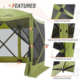 EAGLE PEAK 12 x 12 ft Portable Quick Pop Up 6 Sided Instant Gazebo Canopy, Outdoor Camping Screen Tent with Mesh Netting 8 Person, Green / Beige - Eagle Peak Canopy and Outdoor Products