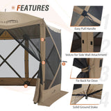 EAGLE PEAK 12 x 12 ft Portable Quick Pop Up 6 Sided Instant Gazebo Canopy, Outdoor Camping Screen Tent with Mesh Netting 8 Person, Green / Beige - Eagle Peak Canopy and Outdoor Products