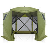 EAGLE PEAK 12x12 ft Portable Quick Pop Up Canopy Tent with 2 Wall Panels, 6 Sided Instant Gazebo Outdoor Camping Screen Tent, Beige/Green - Eagle Peak Canopy and Outdoor Products