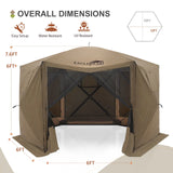 EAGLE PEAK 12x12 ft Portable Quick Pop Up Canopy Tent with 5 Wall Panels, 6 Sided Instant Gazebo Outdoor Camping Screen Tent, Green / Beige - Eagle Peak Canopy and Outdoor Products