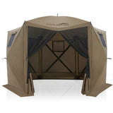 EAGLE PEAK 12x12 ft Portable Quick Pop Up Canopy Tent with 5 Wall Panels, 6 Sided Instant Gazebo Outdoor Camping Screen Tent, Green / Beige - Eagle Peak Canopy and Outdoor Products