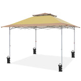 EAGLE PEAK 12x12 Pop up Canopy Tent, Easy Set up Folding Shelter with Auto Extending Awning 144 Square Feet Sun Shade, Beige - Eagle Peak Canopy and Outdoor Products