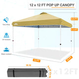 EAGLE PEAK 12x12 Pop Up Canopy Tent Instant Outdoor Canopy Easy Set - up Straight Leg Folding Shelter with Wheeled Bag, 8 Stakes, 4 Sand Bags, and 4 Ropes - Eagle Peak Canopy and Outdoor Products