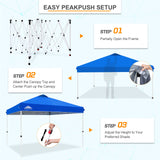 EAGLE PEAK 12x12 Pop Up Canopy Tent Instant Outdoor Canopy Easy Set - up Straight Leg Folding Shelter with Wheeled Bag, 8 Stakes, 4 Sand Bags, and 4 Ropes - Eagle Peak Canopy and Outdoor Products