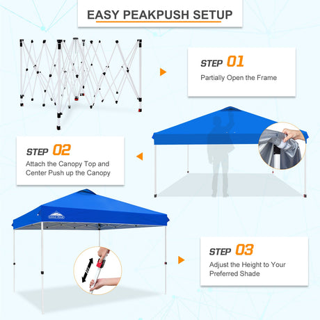 EAGLE PEAK 12x12 Pop Up Canopy Tent Instant Outdoor Canopy Easy Set - up Straight Leg Folding Shelter with Wheeled Bag, 8 Stakes, 4 Sand Bags, and 4 Ropes - Eagle Peak Canopy and Outdoor Products