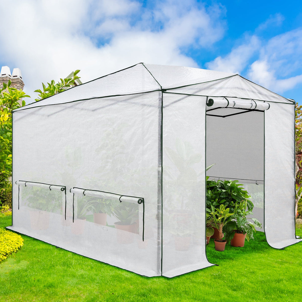 EAGLE PEAK 12x8 Portable Large Walk - in Instant Greenhouse with Support Pole - Eagle Peak Canopy and Outdoor Products