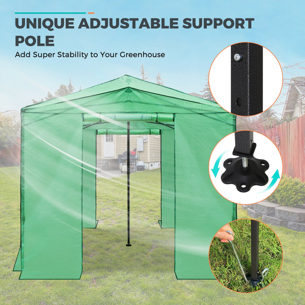 EAGLE PEAK 12x8 Portable Large Walk - in Instant Greenhouse with Support Pole - Eagle Peak Canopy and Outdoor Products