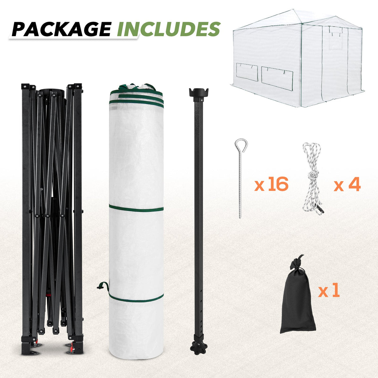 EAGLE PEAK 12x8 Portable Large Walk - in Instant Greenhouse with Support Pole - Eagle Peak Canopy and Outdoor Products