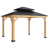 EAGLE PEAK 13x11 Outdoor Cedar Framed Hardtop Gazebo, Galvanized Steel Double Roof Gazebo Canopy for Garden, Patio, Lawn and Party, Black - Eagle Peak Canopy and Outdoor Products