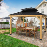 EAGLE PEAK 13x11 Outdoor Cedar Framed Hardtop Gazebo, Galvanized Steel Double Roof Gazebo Canopy for Garden, Patio, Lawn and Party, Black - Eagle Peak Canopy and Outdoor Products