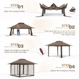 EAGLE PEAK 13x13 Pop Up Gazebo w/ Mosquito Netting - Eagle Peak Canopy and Outdoor Products