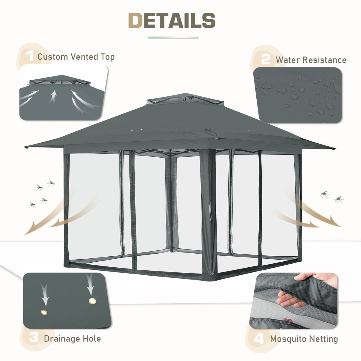 EAGLE PEAK 13x13 Pop Up Gazebo w/ Mosquito Netting - Eagle Peak Canopy and Outdoor Products