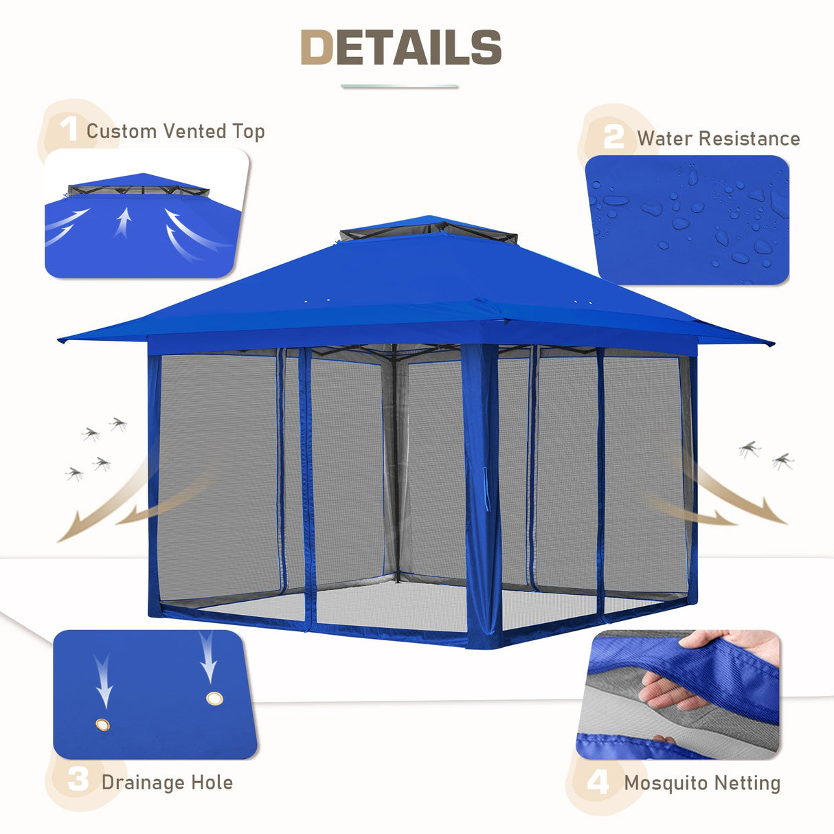 EAGLE PEAK 13x13 Pop Up Gazebo w/ Mosquito Netting - Eagle Peak Canopy and Outdoor Products