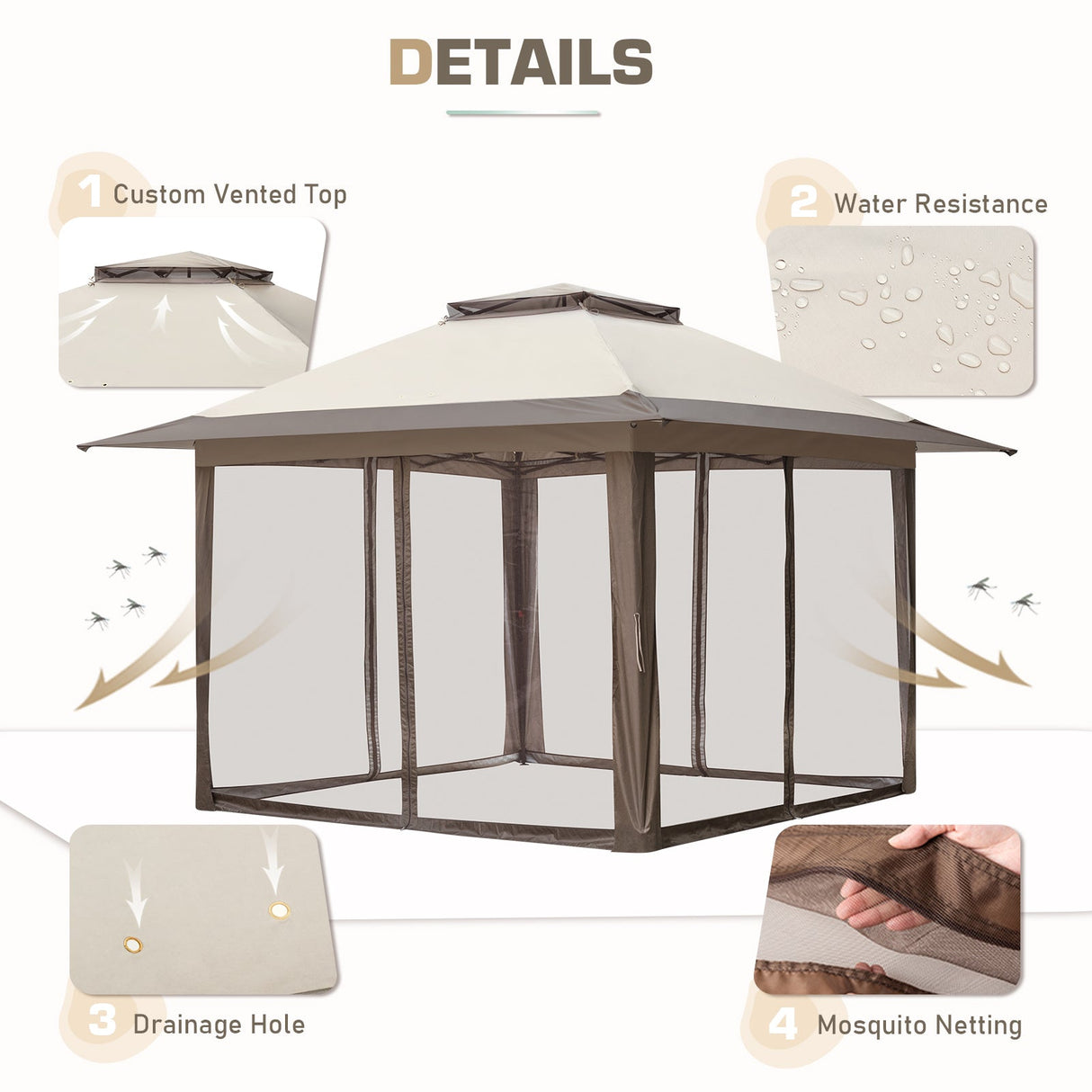 EAGLE PEAK 13x13 Pop Up Gazebo w/ Mosquito Netting - Eagle Peak Canopy and Outdoor Products