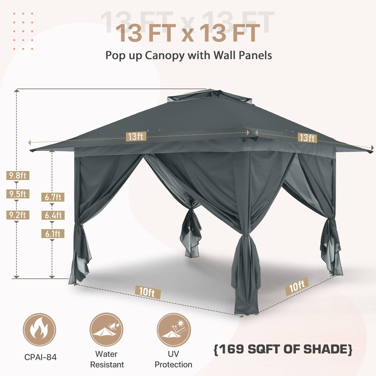 EAGLE PEAK 13x13 Pop Up Gazebo with 4 Wall Panels - Eagle Peak Canopy and Outdoor Products