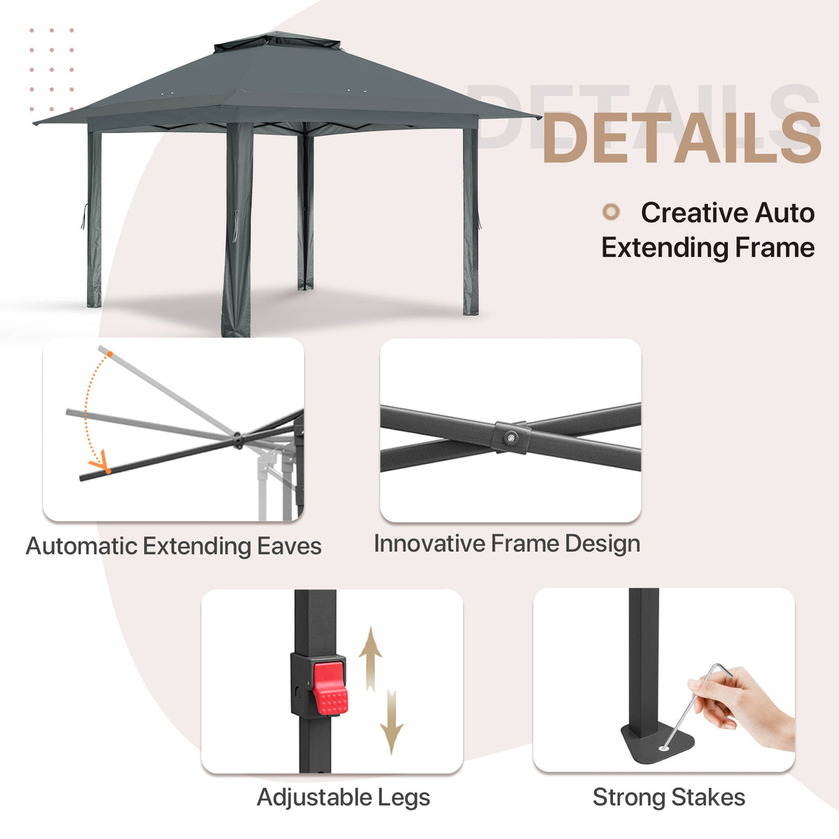 EAGLE PEAK 13x13 Pop Up Gazebo with 4 Wall Panels - Eagle Peak Canopy and Outdoor Products