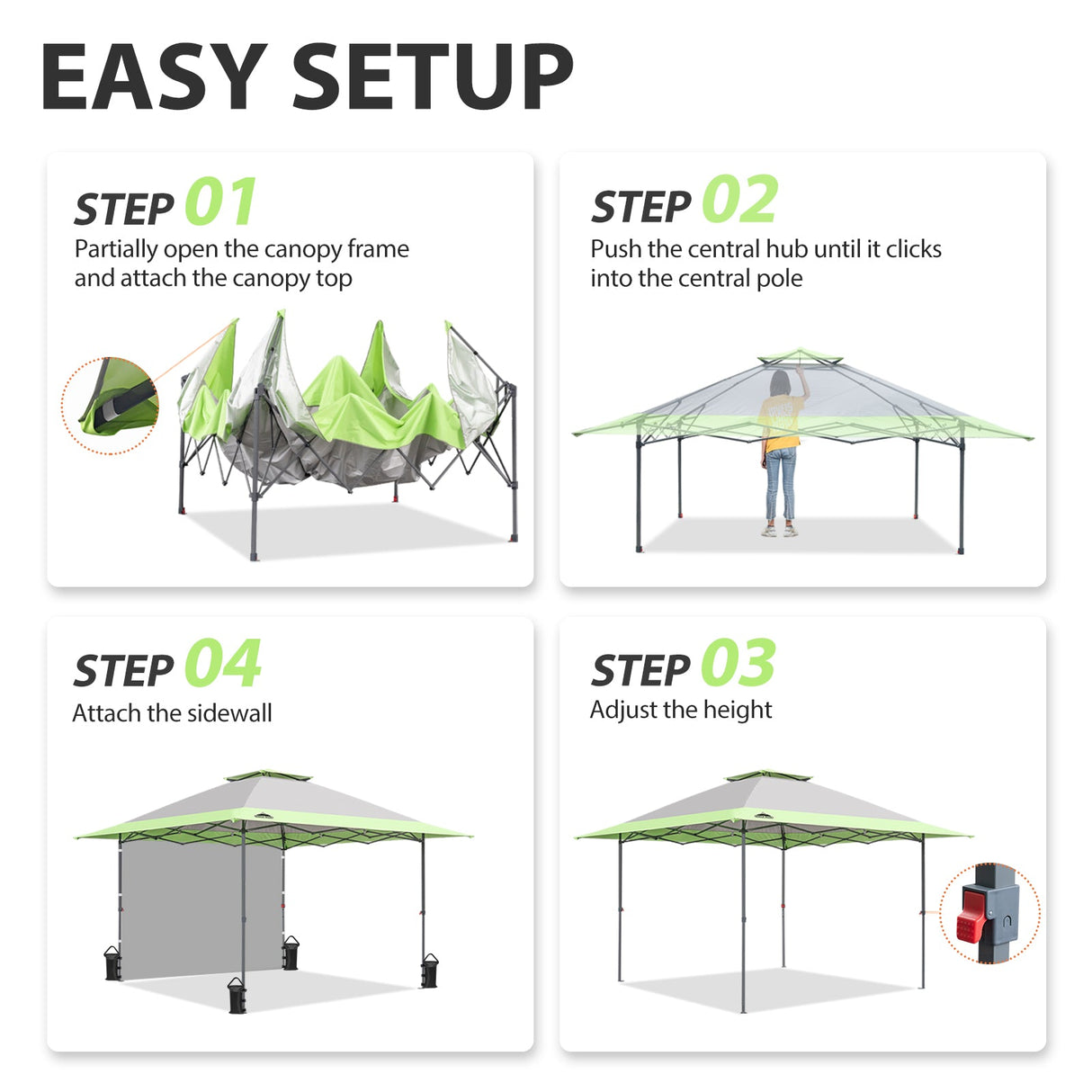 EAGLE PEAK 13x13 Straight Leg Pop Up Canopy Tent With sidewall - Eagle Peak Canopy and Outdoor Products