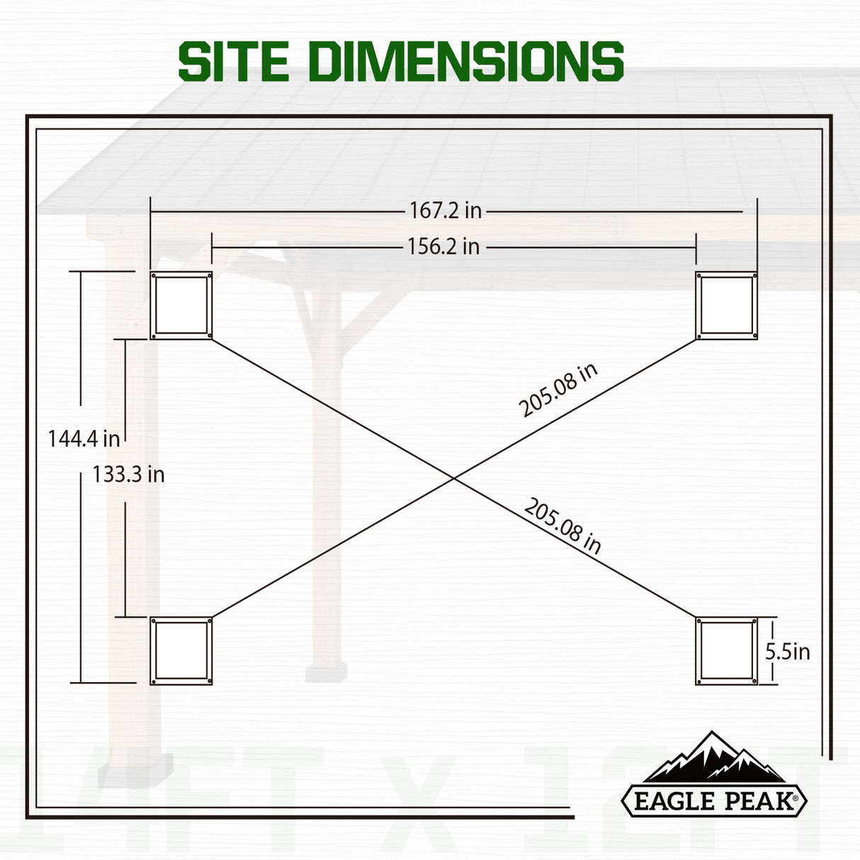 EAGLE PEAK 13x15 Hardtop Wood Gazebo,Natural Wood/Black - Eagle Peak Canopy and Outdoor Products