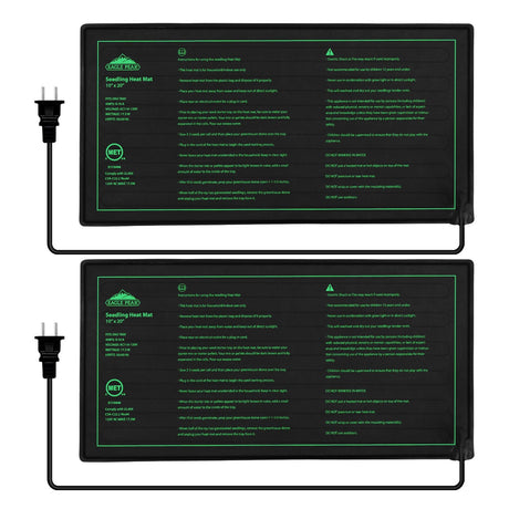 EAGLE PEAK 2 Pack Waterproof Seedling Heat Mat 10” x 20”, UL & MET - Certified Heating Pad for Seed Starting, Seed Germination, Warm Hydroponic Gardening Heating Pad, Contains (2) Warming Mats - Eagle Peak Canopy and Outdoor Products