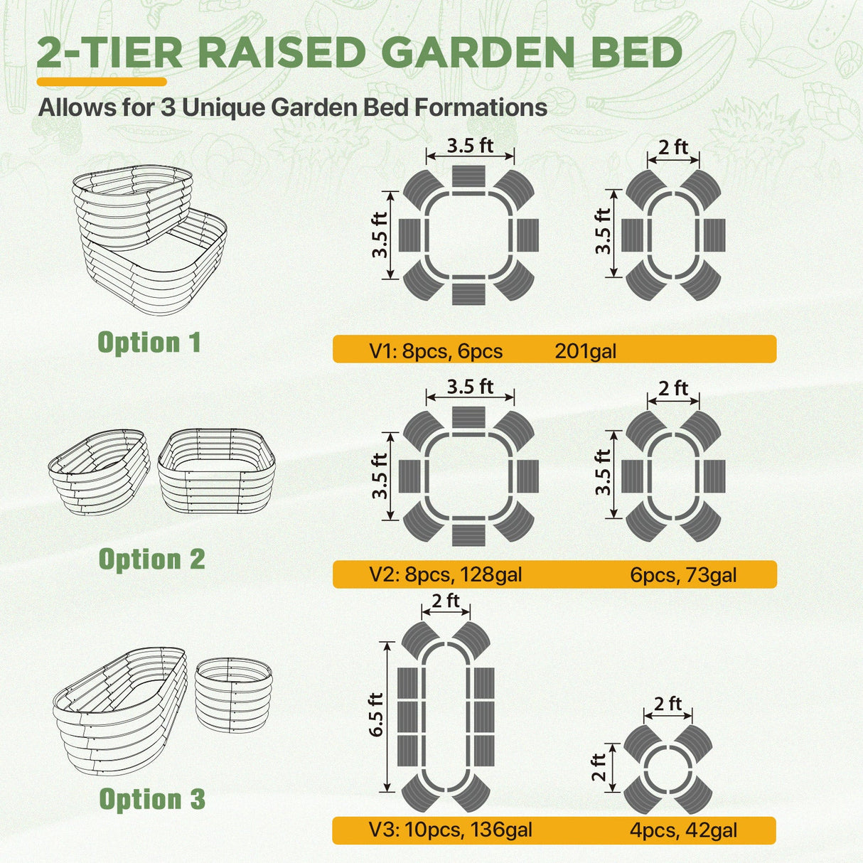 EAGLE PEAK 2 - Tier Raised Garden Bed Planters, Coated Metal Raised Bed - Eagle Peak Canopy and Outdoor Products