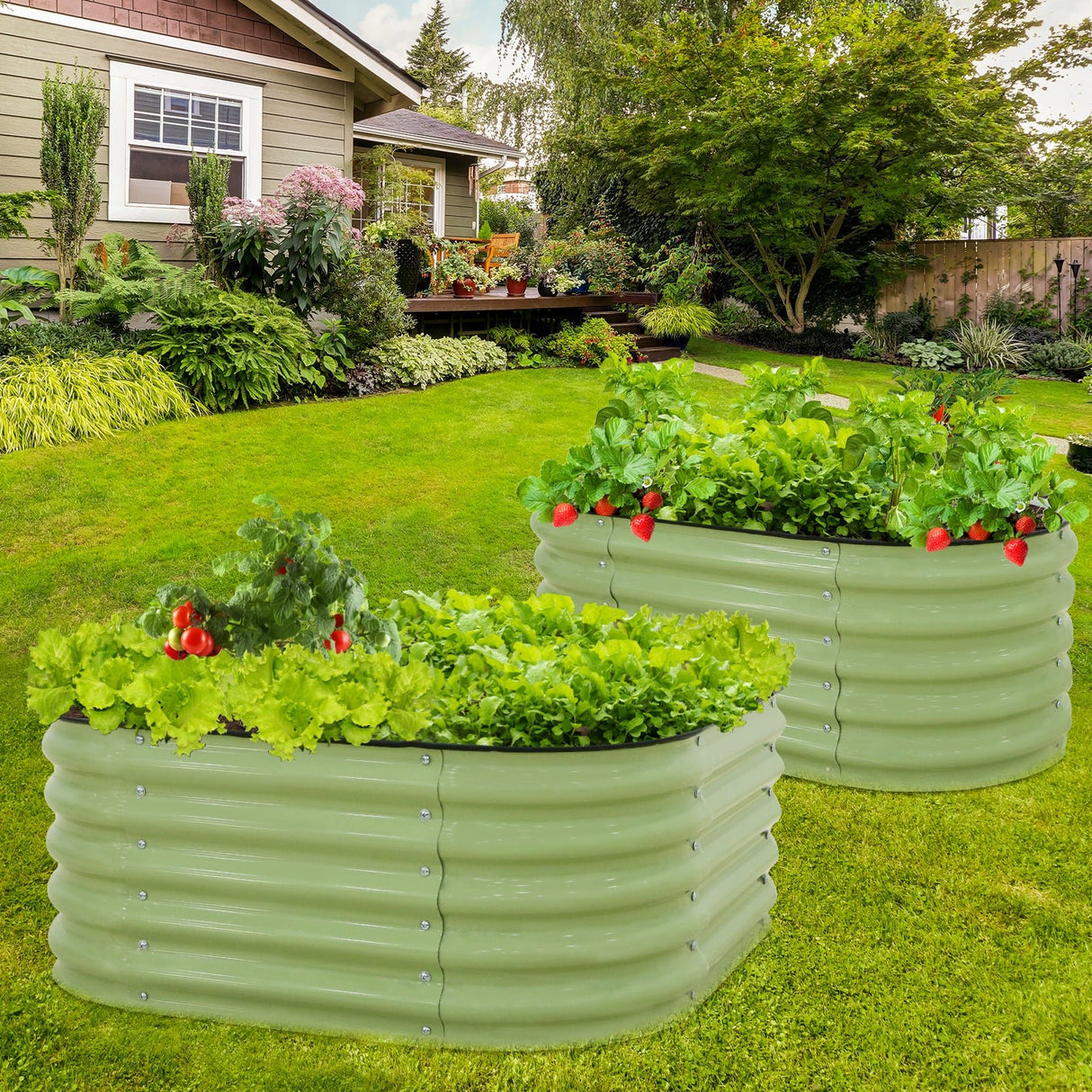 EAGLE PEAK 2 - Tier Raised Garden Bed Planters, Coated Metal Raised Bed - Eagle Peak Canopy and Outdoor Products