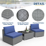 EAGLE PEAK 3 Piece Outdoor Armless Wicker Sofa Set, Outdoor Patio Armless Chairs with Removable Cushions and Coffee Table, Sectional Wicker Loveseat Sofa - Eagle Peak Canopy and Outdoor Products