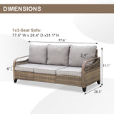 EAGLE PEAK 3 Seat Wicker Outdoor Patio Sofa, Outdoor Furniture Loveseat Sofa - Eagle Peak Canopy and Outdoor Products