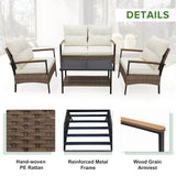 EAGLE PEAK 4 - Piece Outdoor Rattan Conversation Sofa Set with Steel Coffee Table - Eagle Peak Canopy and Outdoor Products