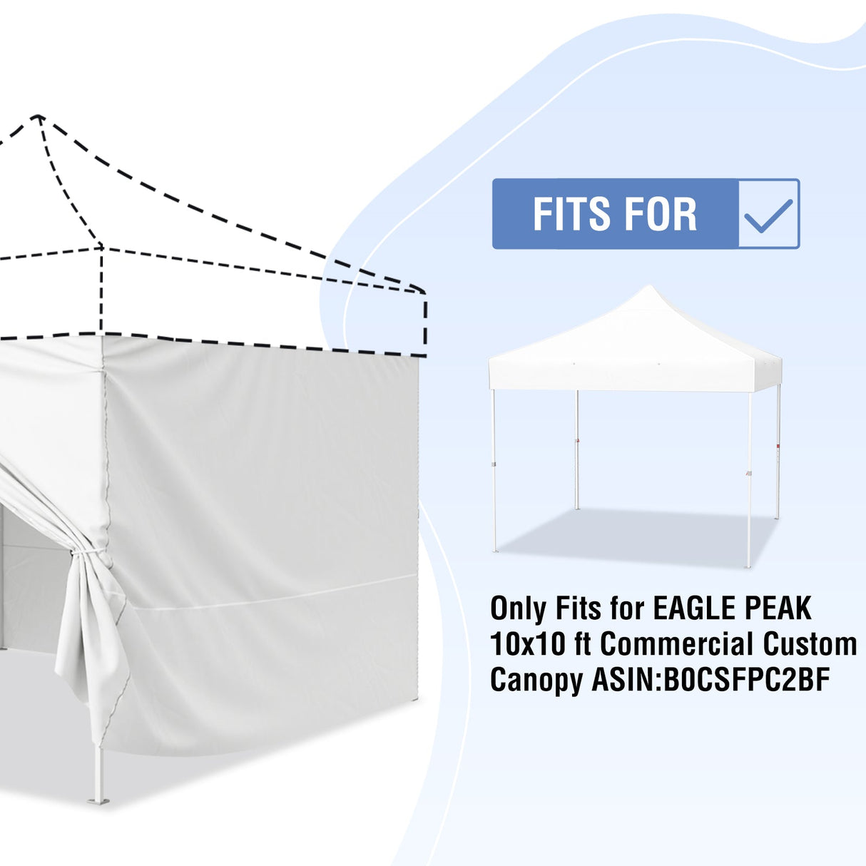 EAGLE PEAK 4 - Piece Sunwall/Sidewalls for 10x10 ft Steel Commercial Custom Canopy Only, Privacy Panels for Canopy Tent Includes 3 Sidewalls and 1 Entry Wall, Pack of 4, White - Eagle Peak Canopy and Outdoor Products