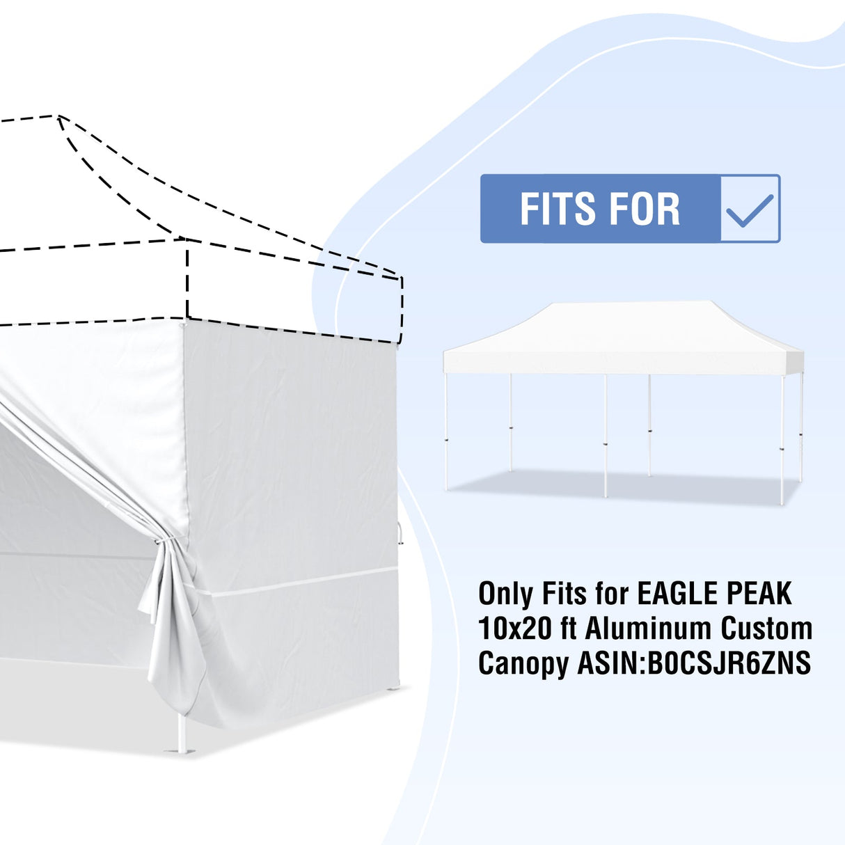 EAGLE PEAK 4 - Piece Sunwall/Sidewalls for 10x20 ft Aluminum Custom Canopy Only, Privacy Panels for Canopy Tent Includes 3 Sidewalls and 1 Entry Wall, Pack of 4, White - Eagle Peak Canopy and Outdoor Products