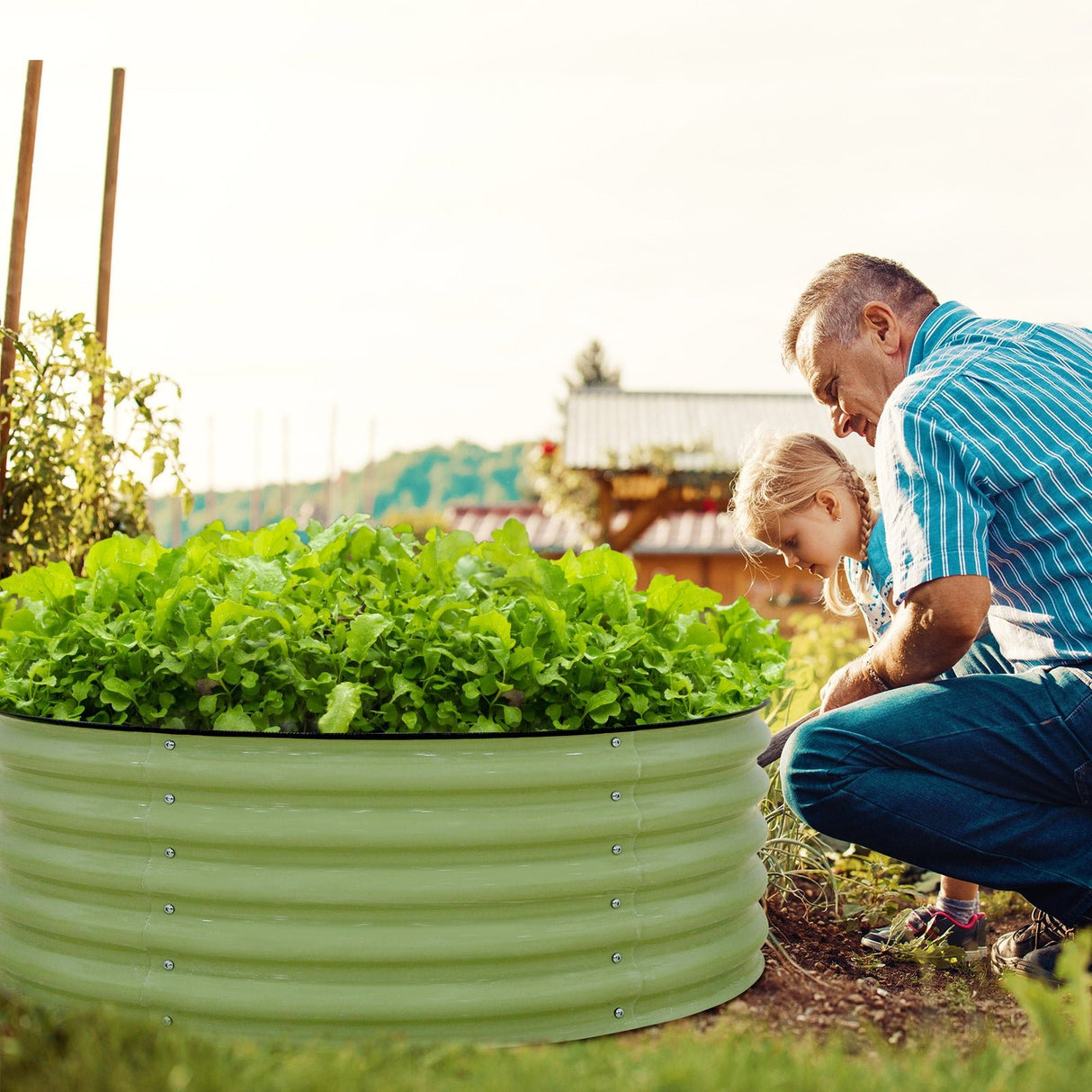 EAGLE PEAK 42'' Round 17'' Tall Raised Garden Bed Planter - Eagle Peak Canopy and Outdoor Products