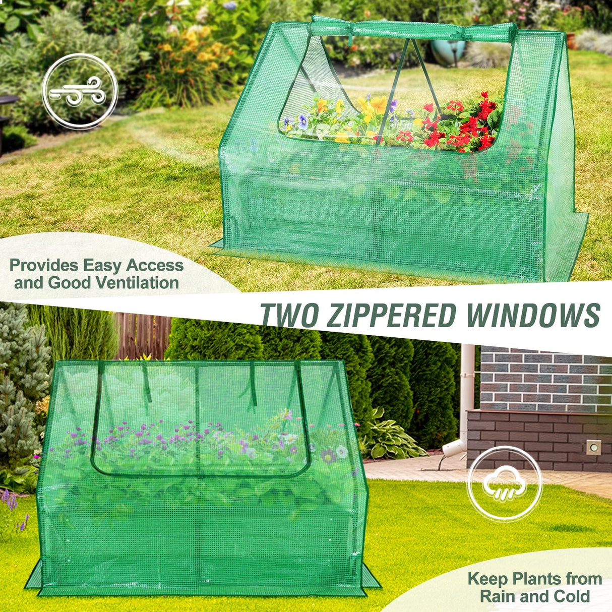 EAGLE PEAK 4x3x1 Outdoor Raised Garden Bed with Greenhouse 2 Zippered Windows - Eagle Peak Canopy and Outdoor Products